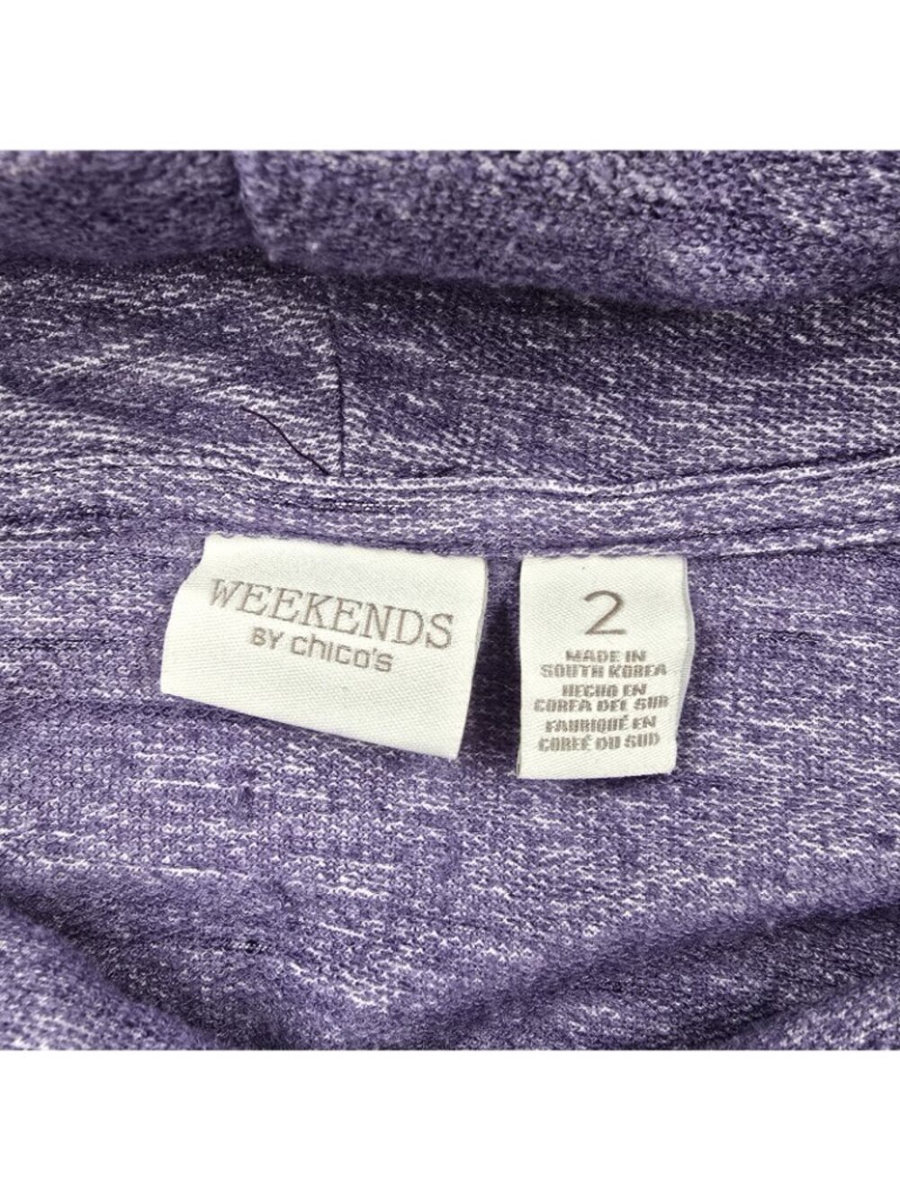 Weekends by Chicos Cowl Neck Top Size Large Casual Lightweight Heather Purple - Picture 3 of 7